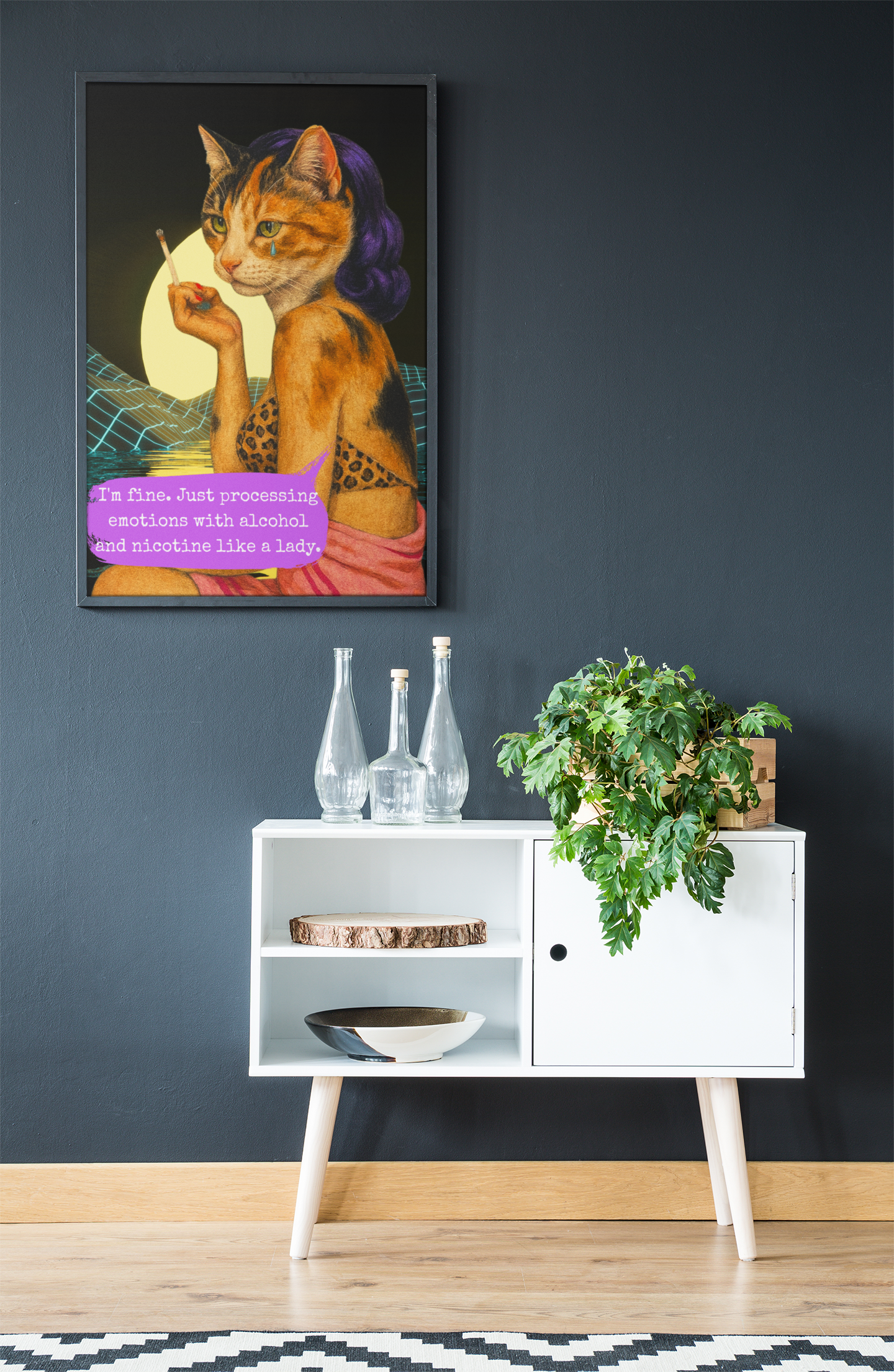 Cat Poster Feminist Sarcastic Vintage Art Print