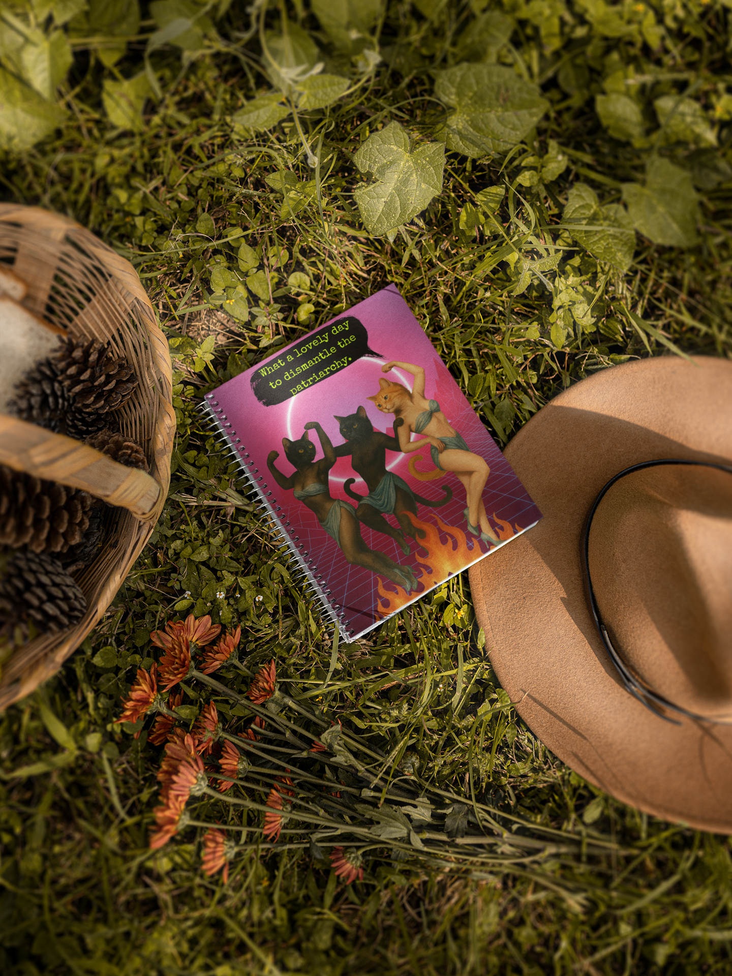 Notebook Spiral Sarcastic Cat Quote: What a Lovely Day to dismantle the Patriarchy