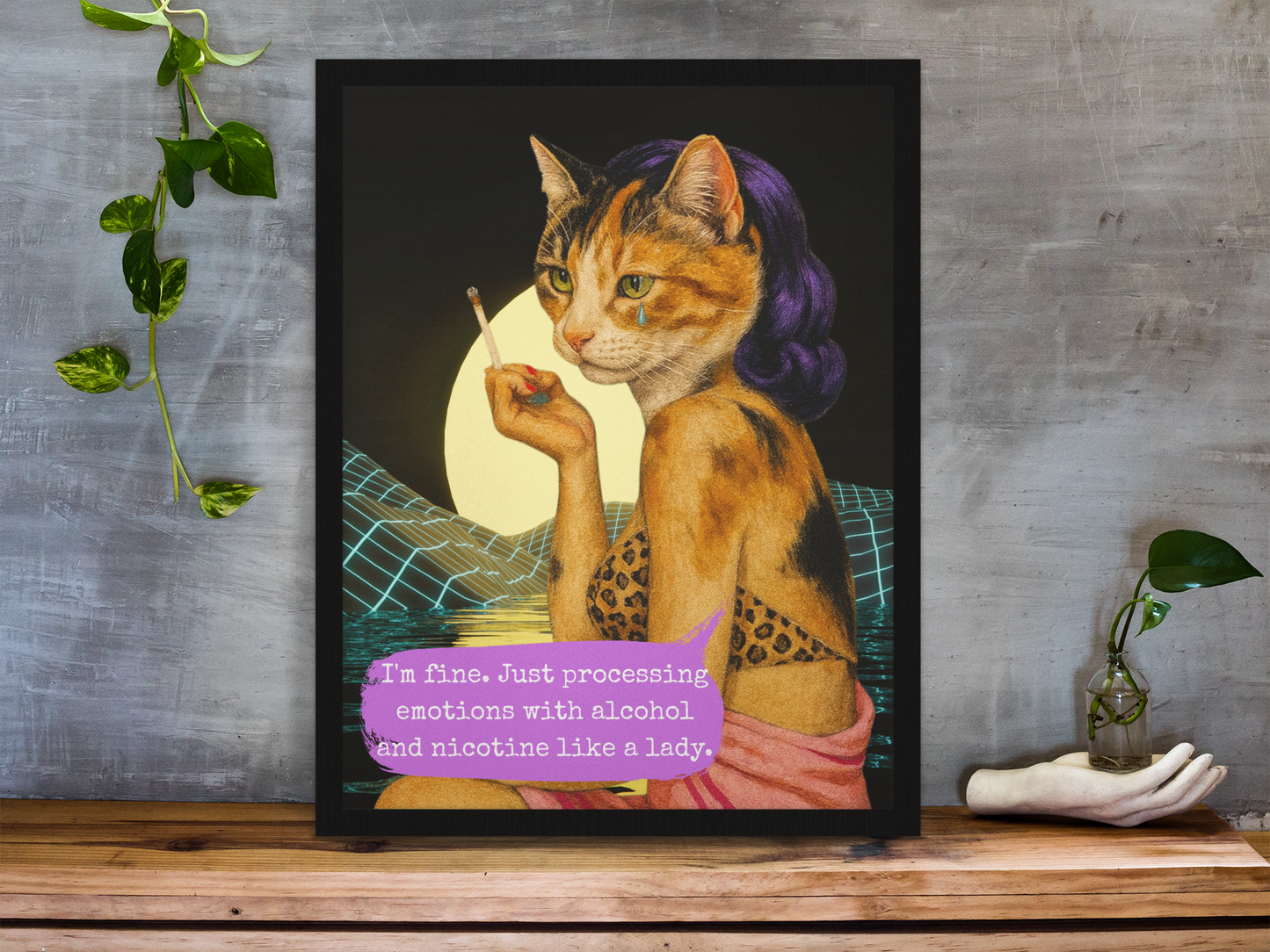 Cat Poster Feminist Sarcastic Vintage Art Print