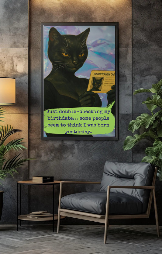 Framed Cat Poster Sarcastic Quote Vintage Wall Art Trust Issues Decor