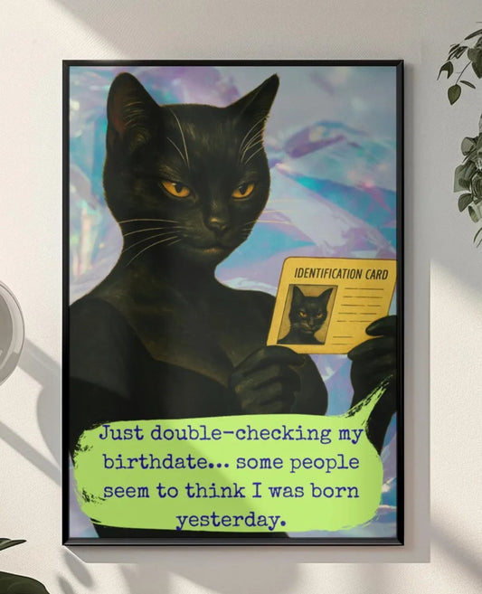 Framed Cat Poster Sarcastic Quote Vintage Wall Art Trust Issues Decor