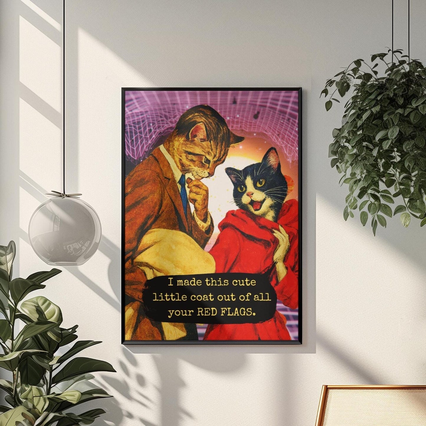 Red Flags Cat Poster · Framed Dark Humor Art Print