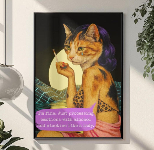 Cat Poster Feminist Sarcastic Vintage Art Print