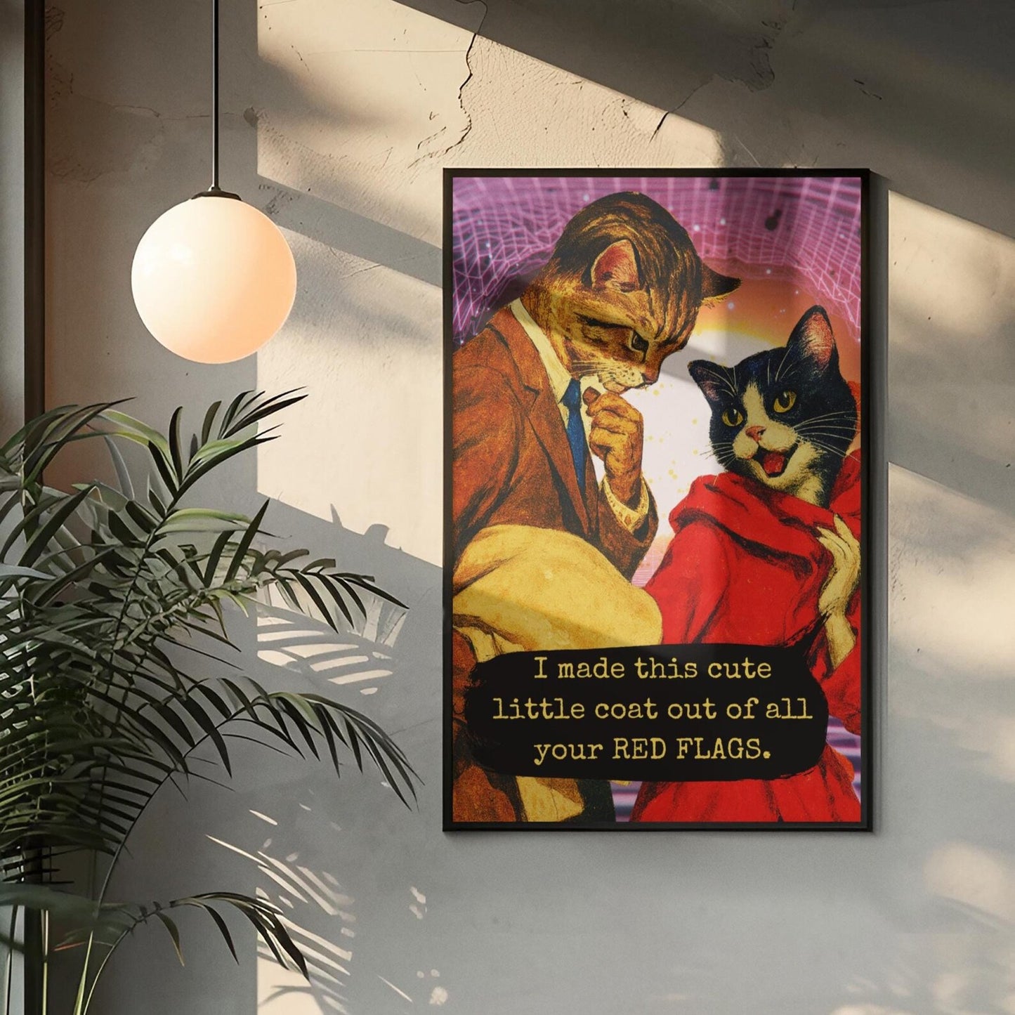 Red Flags Cat Poster · Framed Dark Humor Art Print