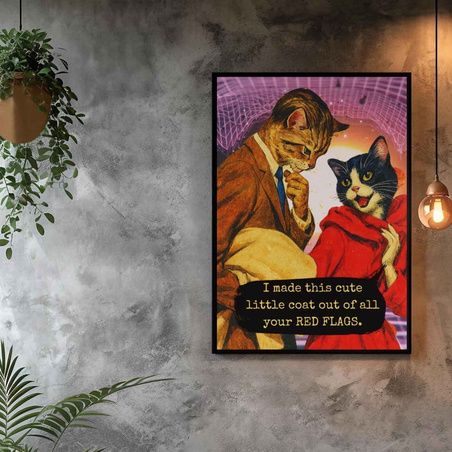 Red Flags Cat Poster · Framed Dark Humor Art Print