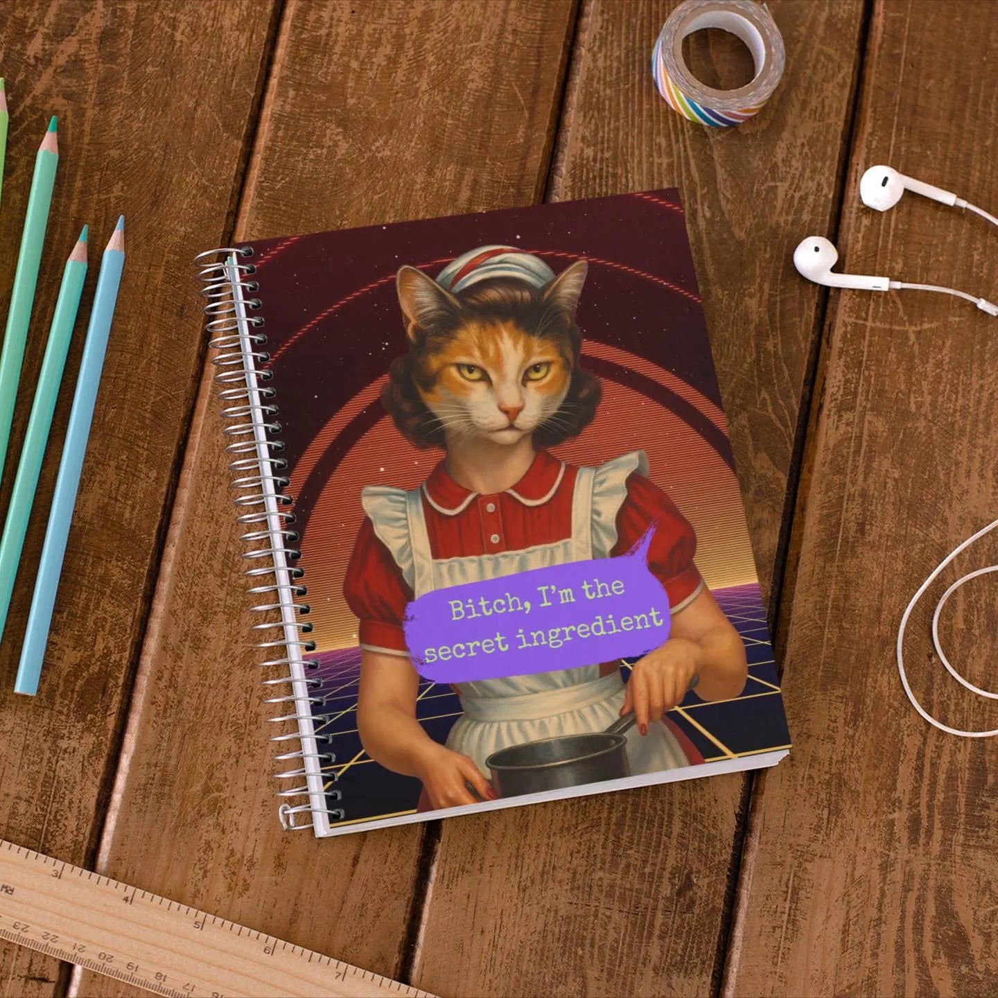 Notebook Spiral Sarcastic Cat Quote: BITCH I'M THE SECRET INGREDIENT