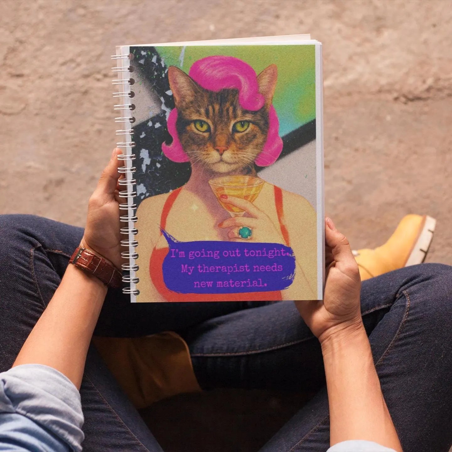 Notebook Spiral Sarcastic Cat Quote: I'M GOING OUT TO NIGHT