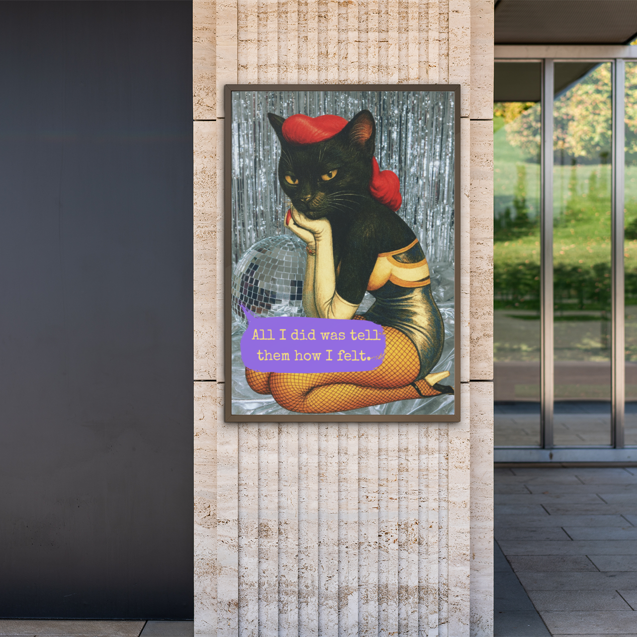 Framed Cat Poster Dark Quote Vintage Wall Art Emotional Sarcasm