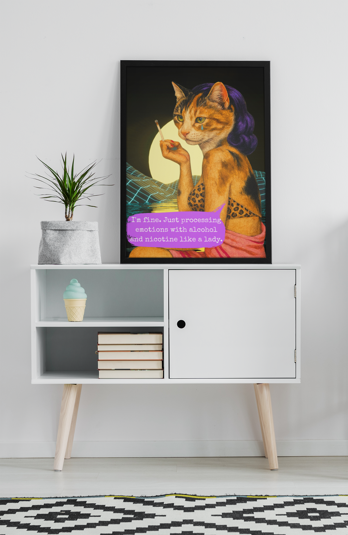 Cat Poster Feminist Sarcastic Vintage Art Print