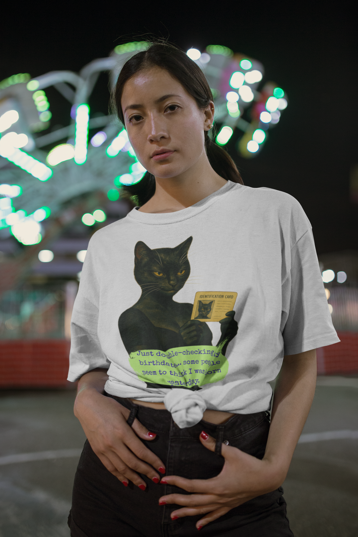 Black Cat Oversized T Shirt Dark Humor Cynical Feminist