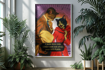 Red Flags Cat Poster · Framed Dark Humor Art Print