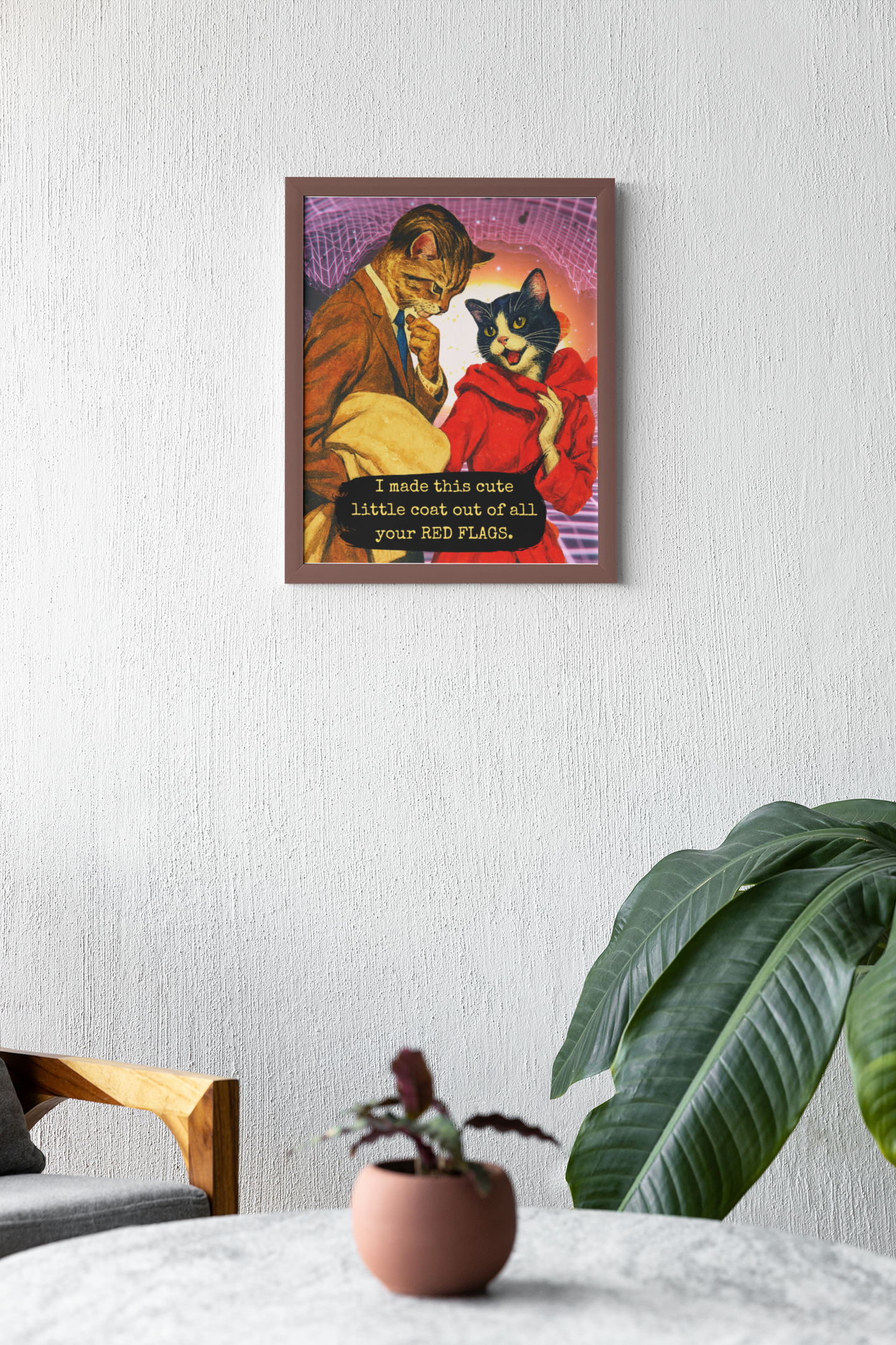 Red Flags Cat Poster · Framed Dark Humor Art Print