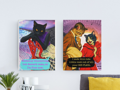 Framed Cat Poster Sarcastic Quote Vintage Wall Art Mental Humor