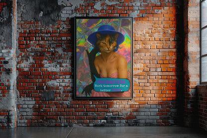 Framed Cat Poster Procrastinate Quote Vintage Wall Art Dark Humor