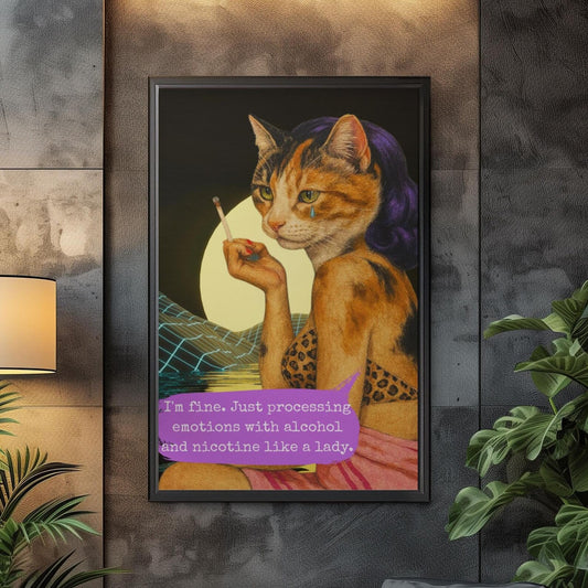 Cat Poster Feminist Sarcastic Vintage Art Print