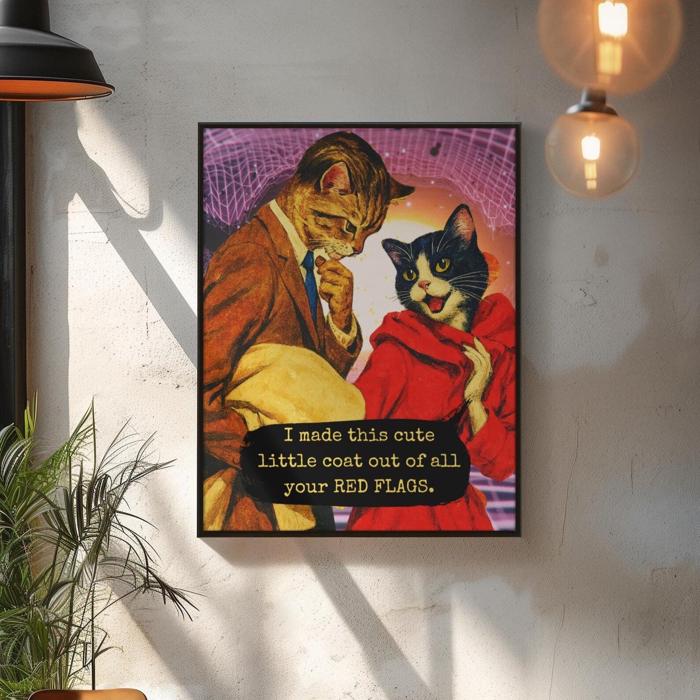 Red Flags Cat Poster · Framed Dark Humor Art Print