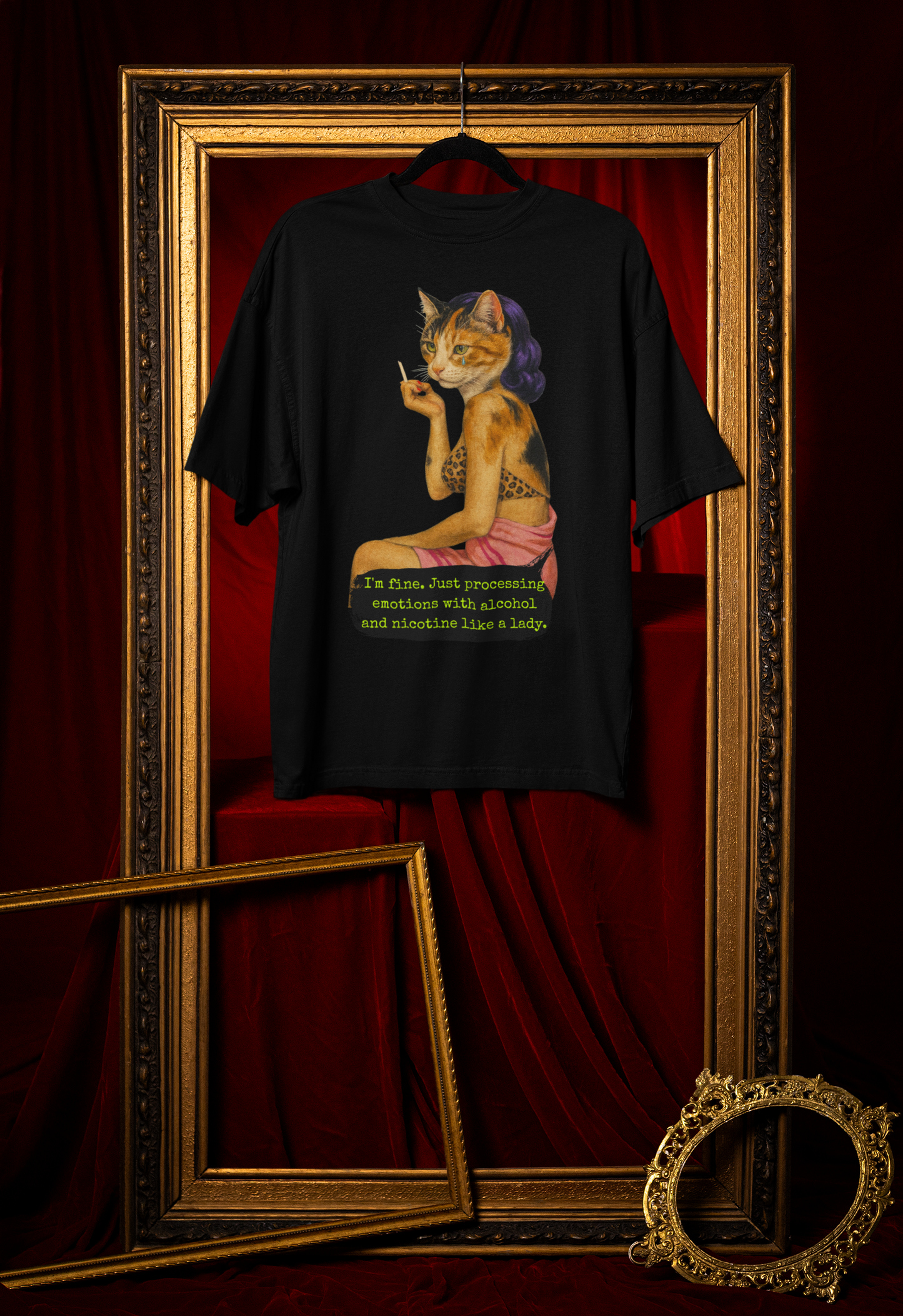 Sarcastic Oversized Shirt Dark Feminine Quote Alcohol Nicotine Humor