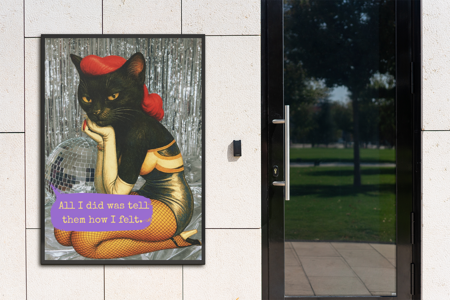 Framed Cat Poster Dark Quote Vintage Wall Art Emotional Sarcasm