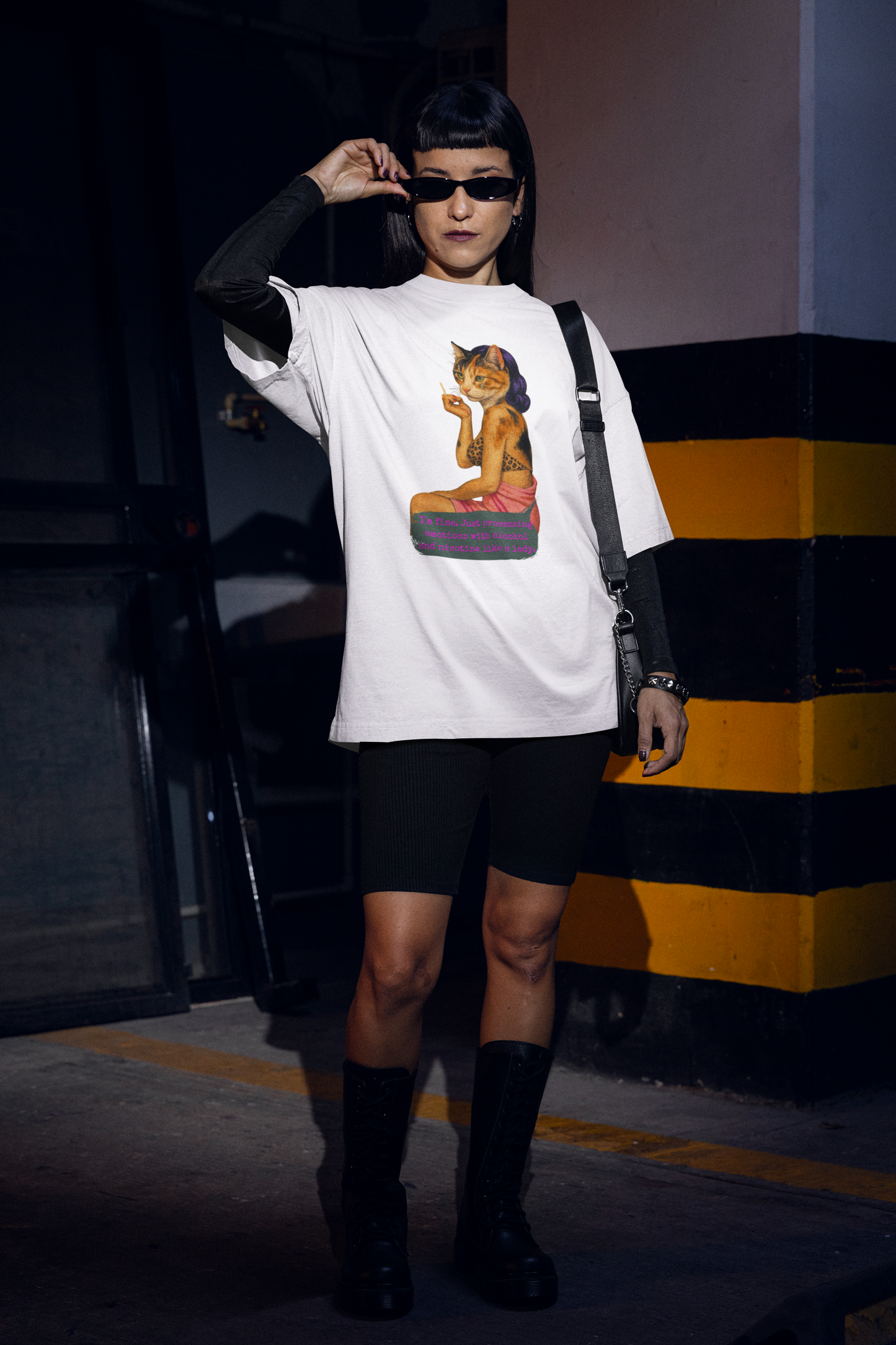 Sarcastic Oversized Shirt Dark Feminine Quote Alcohol Nicotine Humor
