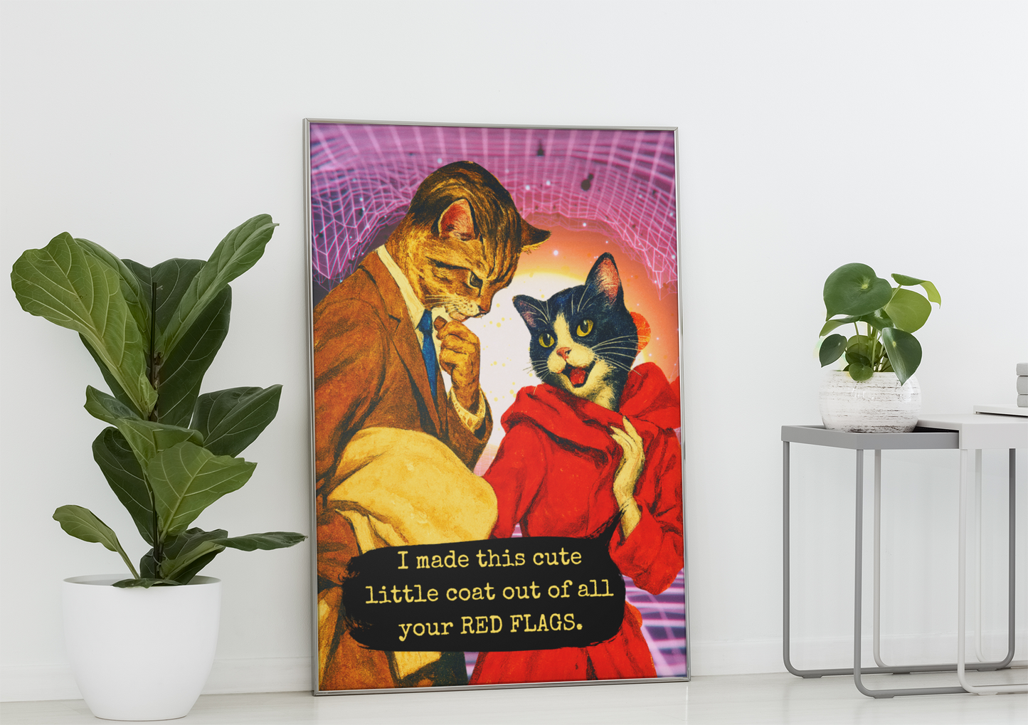 Red Flags Cat Poster · Framed Dark Humor Art Print