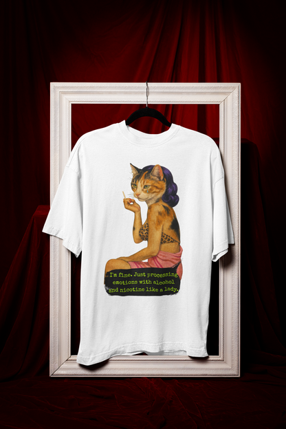 Sarcastic Oversized Shirt Dark Feminine Quote Alcohol Nicotine Humor