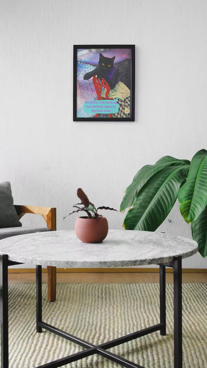 Framed Cat Poster Sarcastic Quote Vintage Wall Art Mental Humor