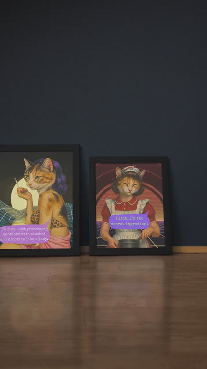 Cat Poster Feminist Sarcastic Vintage Art Print