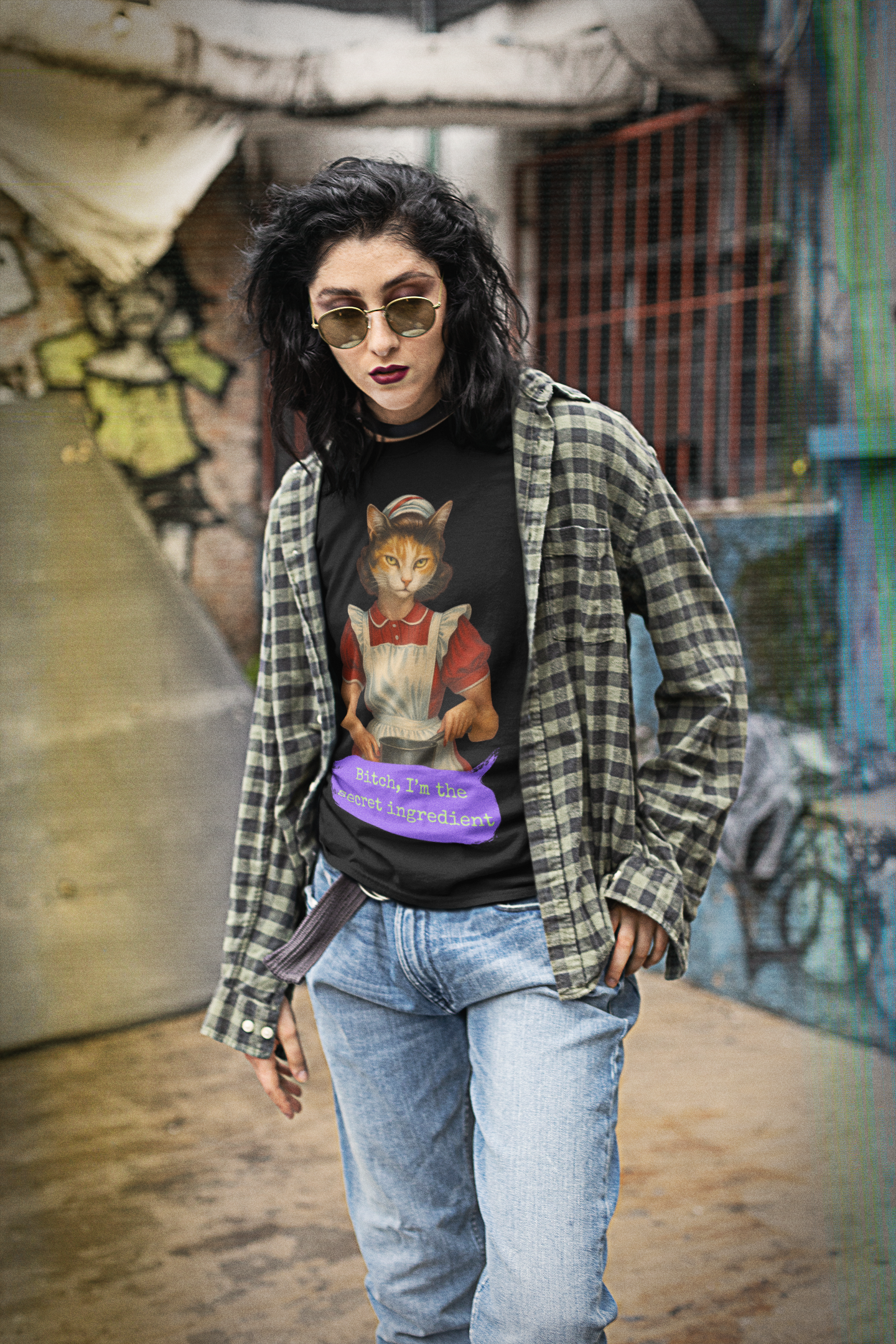 Cynical Oversized T Shirt Cat Illustration Quote Sarcastic