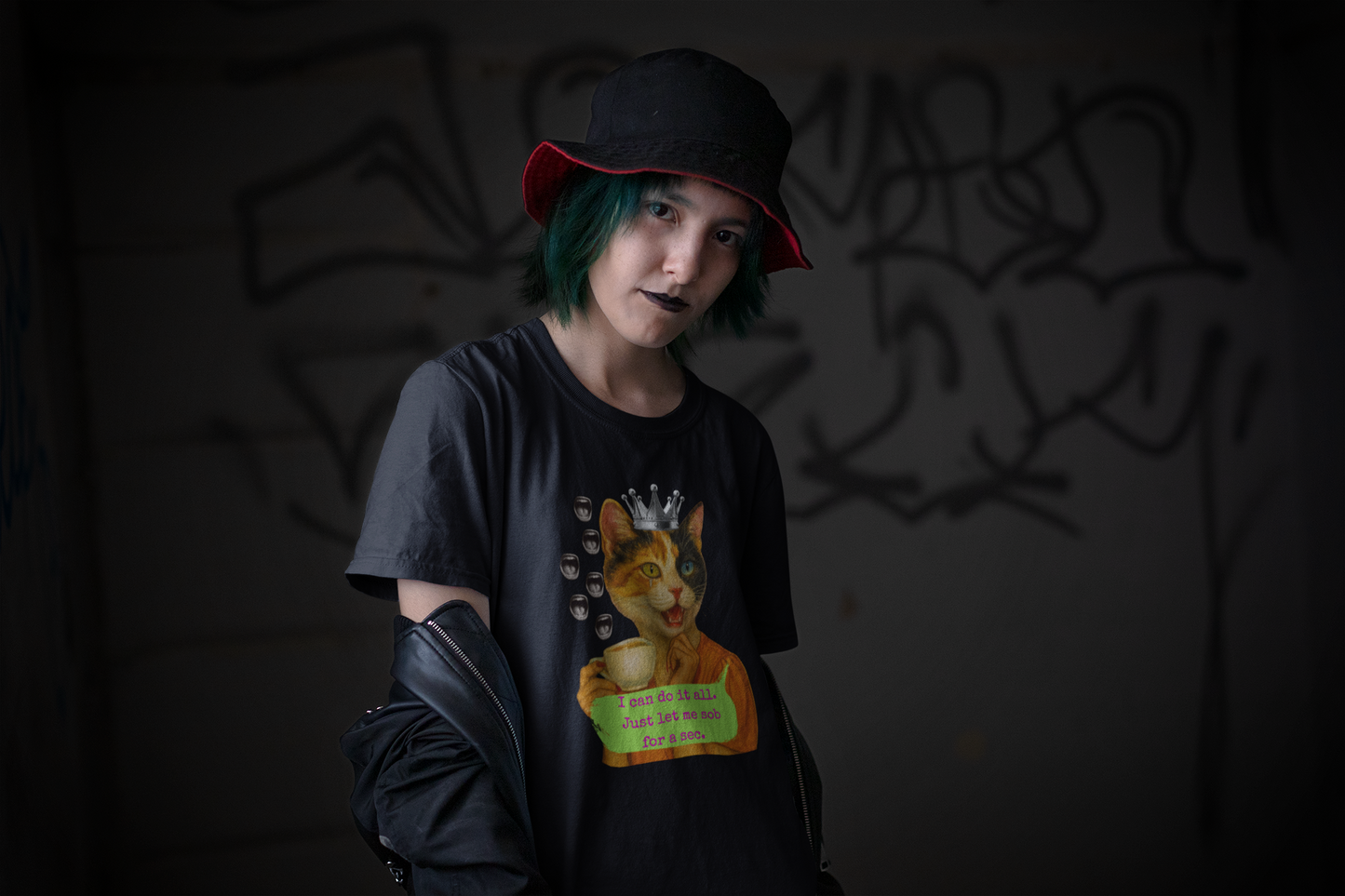 Shirt Oversize Cat Illustration Sarcastic Quote Feminist Humor