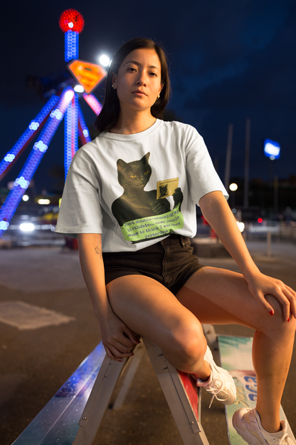 Black Cat Oversized T Shirt Dark Humor Cynical Feminist
