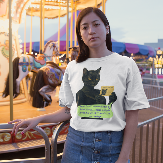 Black Cat Oversized T Shirt Dark Humor Cynical Feminist