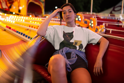 Black Cat Oversized T Shirt Dark Humor Cynical Feminist
